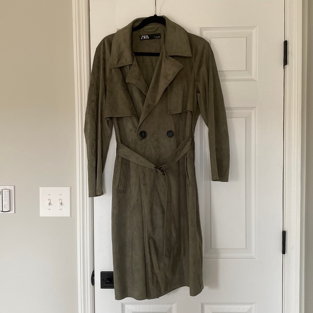 Zara faux suede trench coat